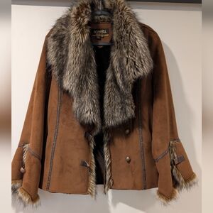 Tan Cape with Faux Fur Trim